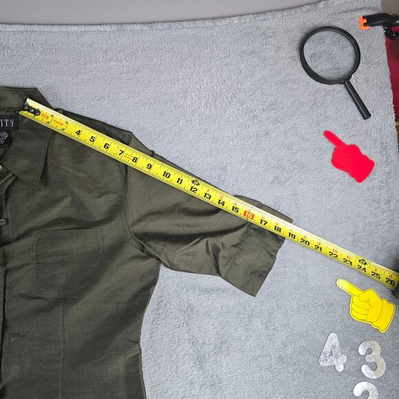 Finity‎ Womens Silk Blouse Top 3/4 Sleeve  Size 10 Button Down Green - Picture 7 of 10